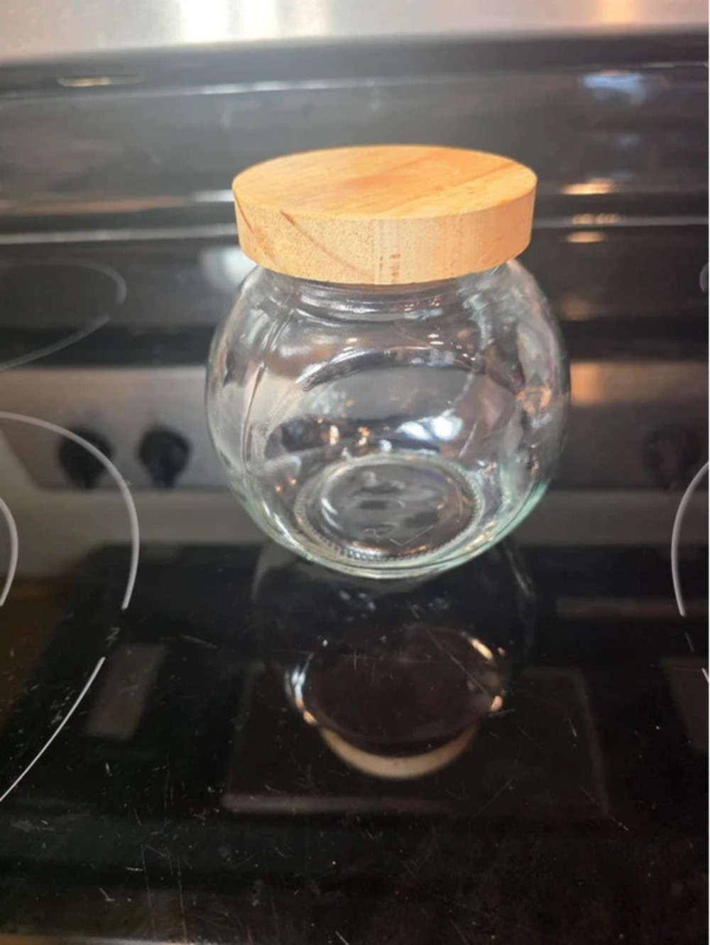 Small Glass Storage Jar with Wooden Lid